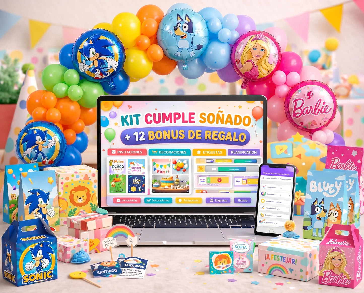 Kit cumple soñado + Videos paso a paso + 12 bonus de regalo 🎁