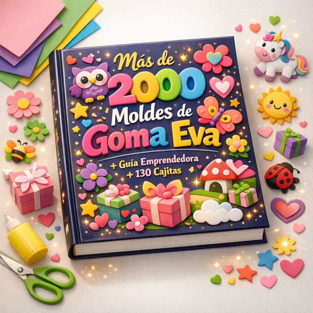 +2.000 MOLDES PARA GOMA EVA + GUÍA EMPRENDEDORA + 130 CAJITAS